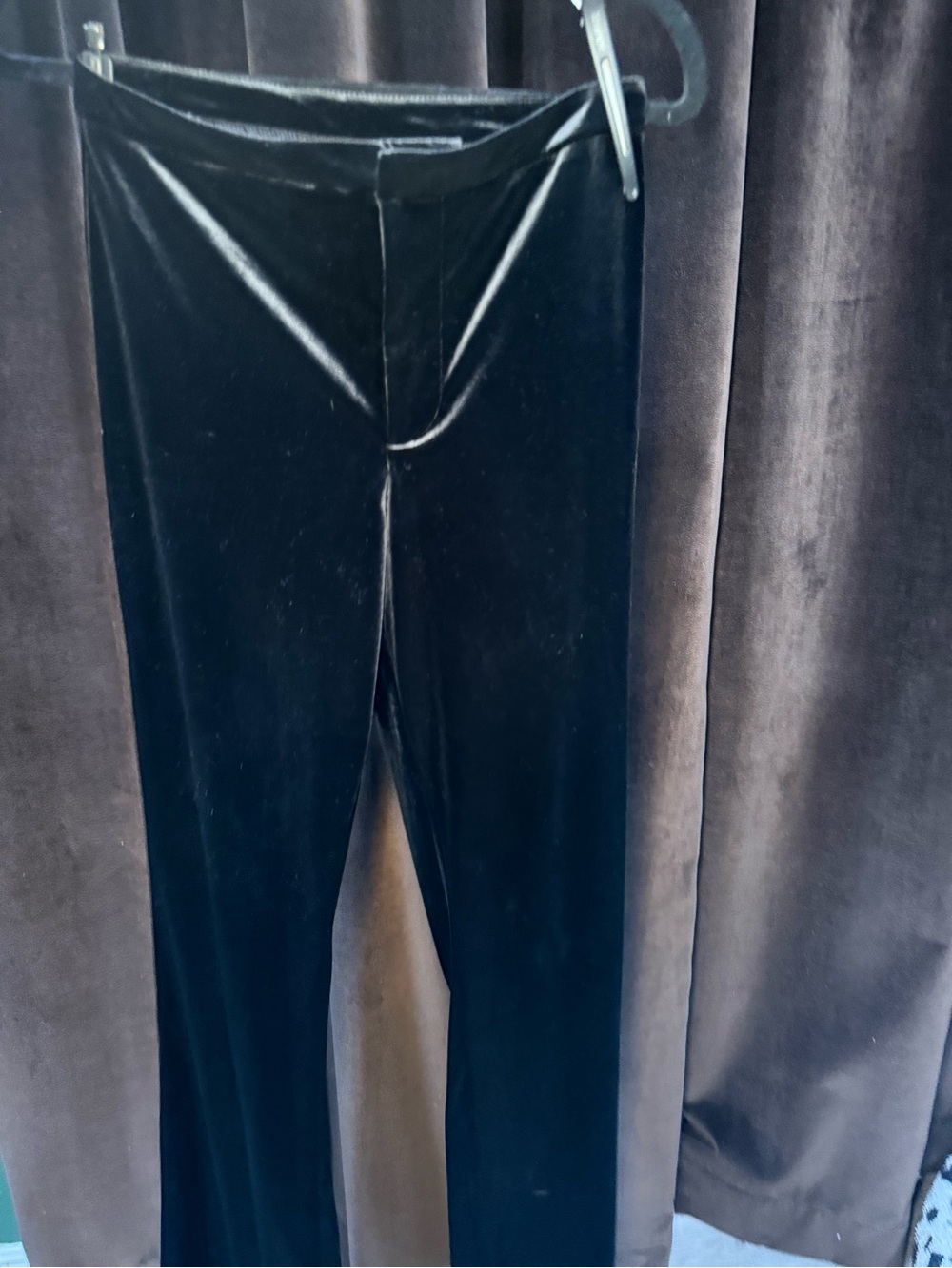 H&M Black Velvet Straight-Leg Pants